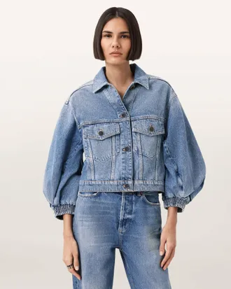 AllSaints Luca Cropped Denim Jacket