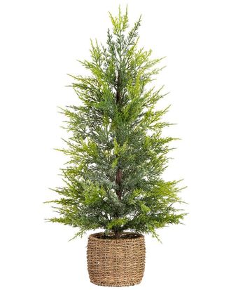 Nearly Natural 32In. Pre-Lit Artificial Lightly Snowed Cypress Christmas Tree