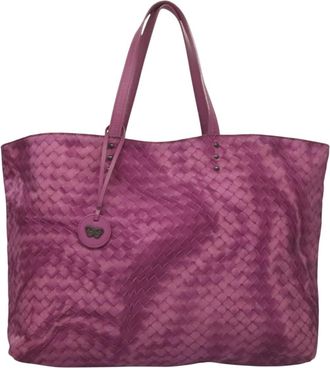 Bottega Veneta Intrecciolusion Purple Nylon Tote Bag (Pre-Owned)