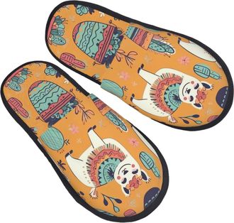Generic Plush Slippers Cartoon Alpaca Cute Animal Portable Camping Slippers Unisex Indoor Shoes For Women Travel Bedroom L