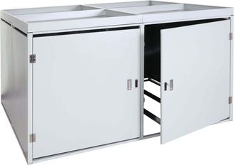 Hhg [NON UTILIZZATO] Garage armadio per 4 biciclette con serratura e fioriera HHG-985b ferro acciaio zincato 126x220x210cm grigio