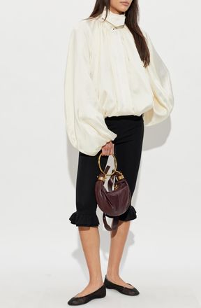 Rotate Satin Jacket With Draping, Womens, Cream