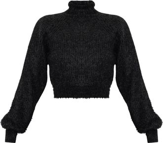 Max Mara Crop Turtleneck Adorno - Dames - Coltruien - Zwart - XS - Wol - Truien & Vesten