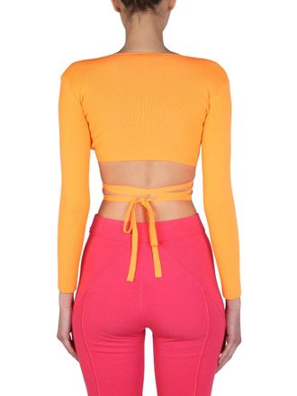 Msgm Ribbed V-Neck Tank Top - Orange