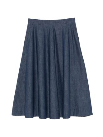 Incotex Blue Flared Knee-Length Denim Skirt
