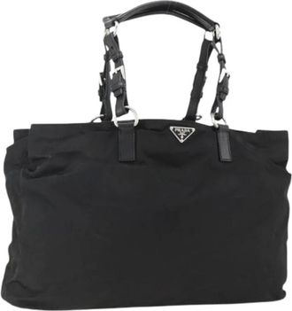 Prada Pre-owned Tote Bags, female, Black, Size: ONE SIZE Pre-owned Nylon Tote Bag