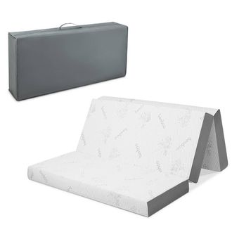 Costway Costway King Size 10 cm Folding Gel-Infused Tri-fold Mattress Topper Carry Bag RV Camp in White