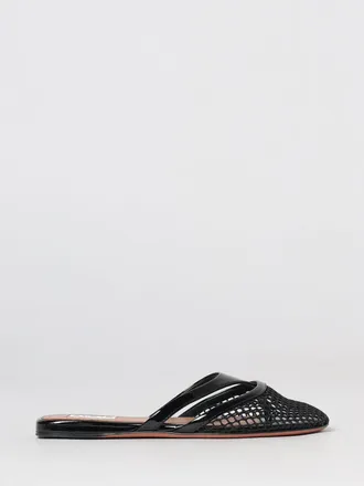 Alaia Mules infradito basse in pelle verniciata e PVC con motivo traforato