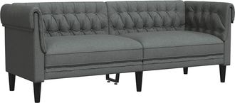 vidaXL Sof&aacute; Chesterfield De 3 Plazas Tela Gris Oscuro Vidaxl