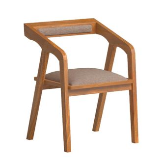 Hannun Silla de madera y tejido reciclado en color marr&oacute;n claro