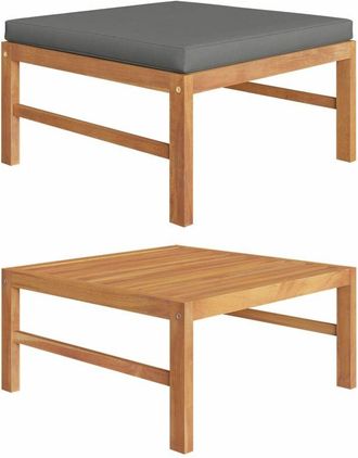 vidaXL Reposapi&eacute;s Con Coj&iacute;n Gris Oscuro Madera Maciza De Teca Vidaxl