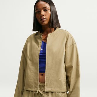 Nike Womens Nike Sportswear Oversized Utility Jacket in Brown | IM8407-297