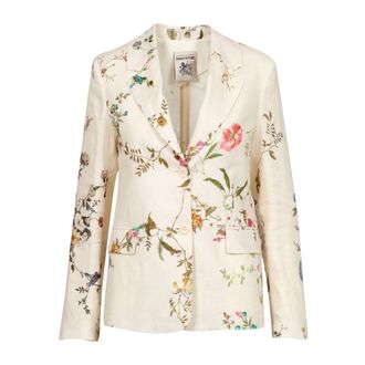 Semicouture Bloemen Linnen Blazer - Dames - Blazers - Beige - S - Linnen - Jassen