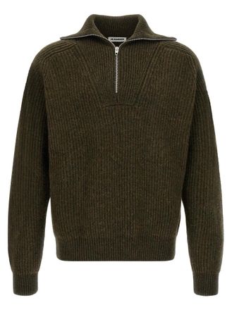 Jil Sander Green Half Zip Sweaters