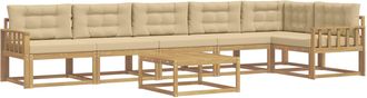 vidaXL Conjunto De Sof&aacute;s De Exterior 7 Uds. Y Beige Poli&eacute;ster Vidaxl