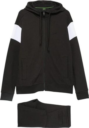 HUGO BOSS Colour-Block Trainingspak - Heren - Trainingspakken - Zwart - 2XL - Katoen - Fitness