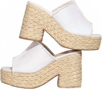 Mi.iM Womens Alison Peep Toe Braided Platform Sandal In White