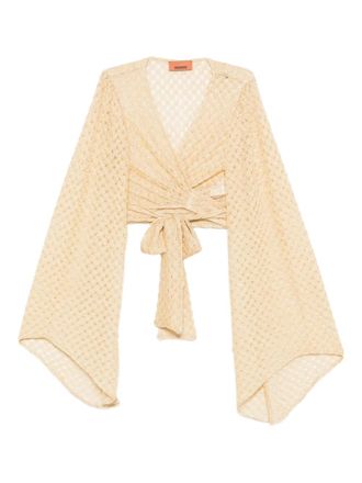 Missoni tie-front crop top - women - Viscose/Metallised Fibres - 42 - Yellow