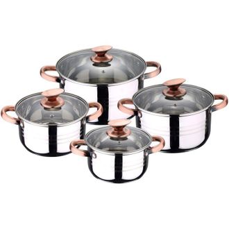 San Ignacio Bateria 8pc Acero Inoxidable Apta Para Inducci&oacute;n Colecci&oacute;n Nona