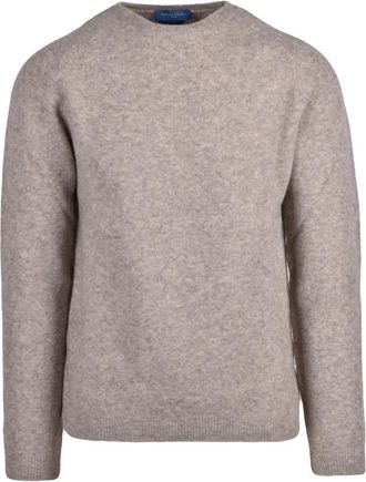 Daniele Fiesoli Pullover met ronde hals - Heren - Ronde hals truien - Beige - XL - Wol - Truien & Vesten