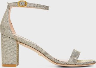Stuart Weitzman Nudistcurve Glitter Block-Heel Sandals