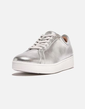 FitFlop Womens Fitflop Rally Sneakers Leather Womens Silver Trainers
