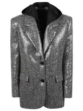 Pinko Giunchiglia Structured Silver Textured Blazer