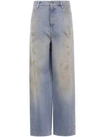 Golden Goose Journey WS Melody Boyfriend Pant Cotton Denim Officina Wash With Studs On Side Clothing
