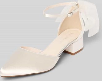 Rainbow Club Pumps aus Satin mit Blockabsatz in Offwhite, Gr&ouml;&szlig;e 39