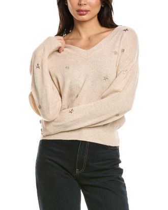 Brodie Sea Embroidery V-Neck Cashmere Sweater