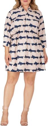 Standards & Practices Blouson Dress in Cream Navy at Nordstrom, Size 14W