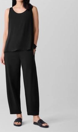 Eileen Fisher Fine Jersey Scoop Neck Tank In Black