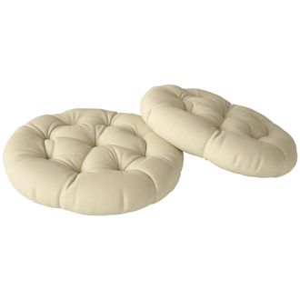 OUTSUNNY Outdoor Seat Cushions Set Of 2 - Tufted Round Chair Pads - Beige | TJ Hughes