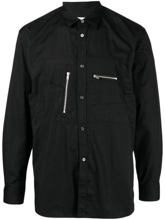 Comme Des Gar&ccedil;ons button-down zip-detail shirt - men - Cotton - M - Black