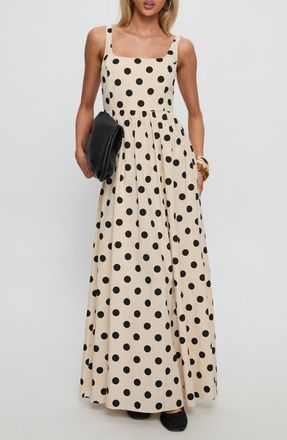 Princess Polly Cartmel Polka Dot Cotton Maxi Dress in Cream /Polka Dot at Nordstrom, Size 10