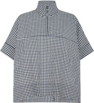 Rosetta Getty gingham quarter-zip shirt - women - Elastane/Cotton - L - Black