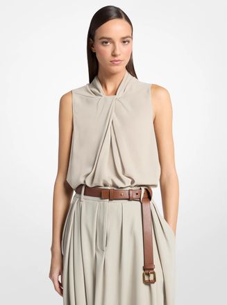 Michael Kors Draped Wool Crepe Sleeveless Blouse