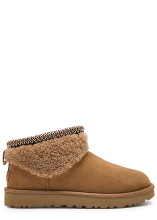 UGG Ugg Classic Ultra Mini Maxi Curly Suede Ankle Boots - Tan - 7 (IT38/ UK5)