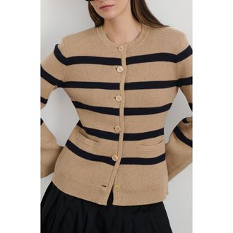 Alex Mill Provence Stripe Cotton & Cashmere Cardigan in Cornsilk/Navy at Nordstrom Rack, Size X-Small