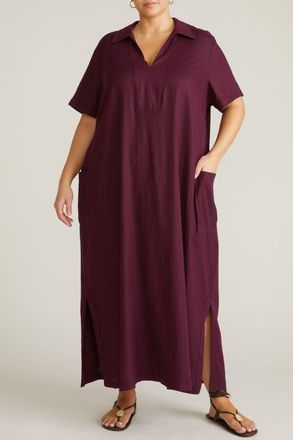 Universal Standard Leaf-Print Linen-Blend Maxi Dress in Acai Purple at Nordstrom, Size Xl