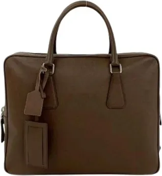 Prada Pre-owned Handbags, female, Brown, Size: ONE SIZE Pre-owned Briefcase