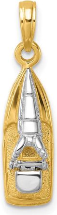 Diamond2Deal 14k Yellow Gold and White Rhodium 3-D Wave Runner with Moveable Seat Charm Pendant