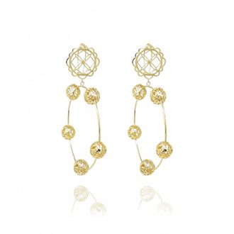 Georgina Jewelry Womens Flower Sphere Hoops Earrings In Gold
