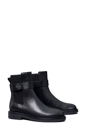 Tory Burch Double-T Chelsea Boot in Perfect Black/perfect Black at Nordstrom, Size 7.5