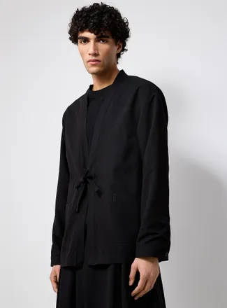 Rue De Tokyo Mens Tie-front black blazer