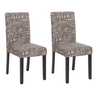 Hhg Hhg - Nunca Usado] Juego De 2 Sillas De Comedor Silla De Cocina Littau, Textil Con Letras, Gris, Patas Oscuras