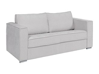 Vente-Unique Sof&aacute; cama de 4 plazas de apertura r&aacute;pida en chenilla gris claro - Somier de l&aacute;minas anchas de 160 cm - Colch&oacute;n con memoria de forma de 22 cm LORETO