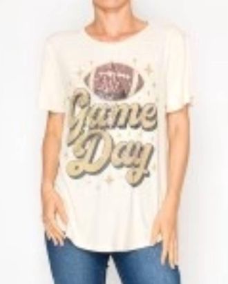Origami Jewellery Game Day T-Shirt With Star Sequin In White