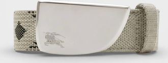 Burberry Mens Check webbing shield Belt Beige - Size: 100CM