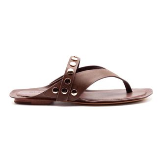Elena Iachi Flip Flops, female, Brown, Size: 10 US Studded Leather Sandals